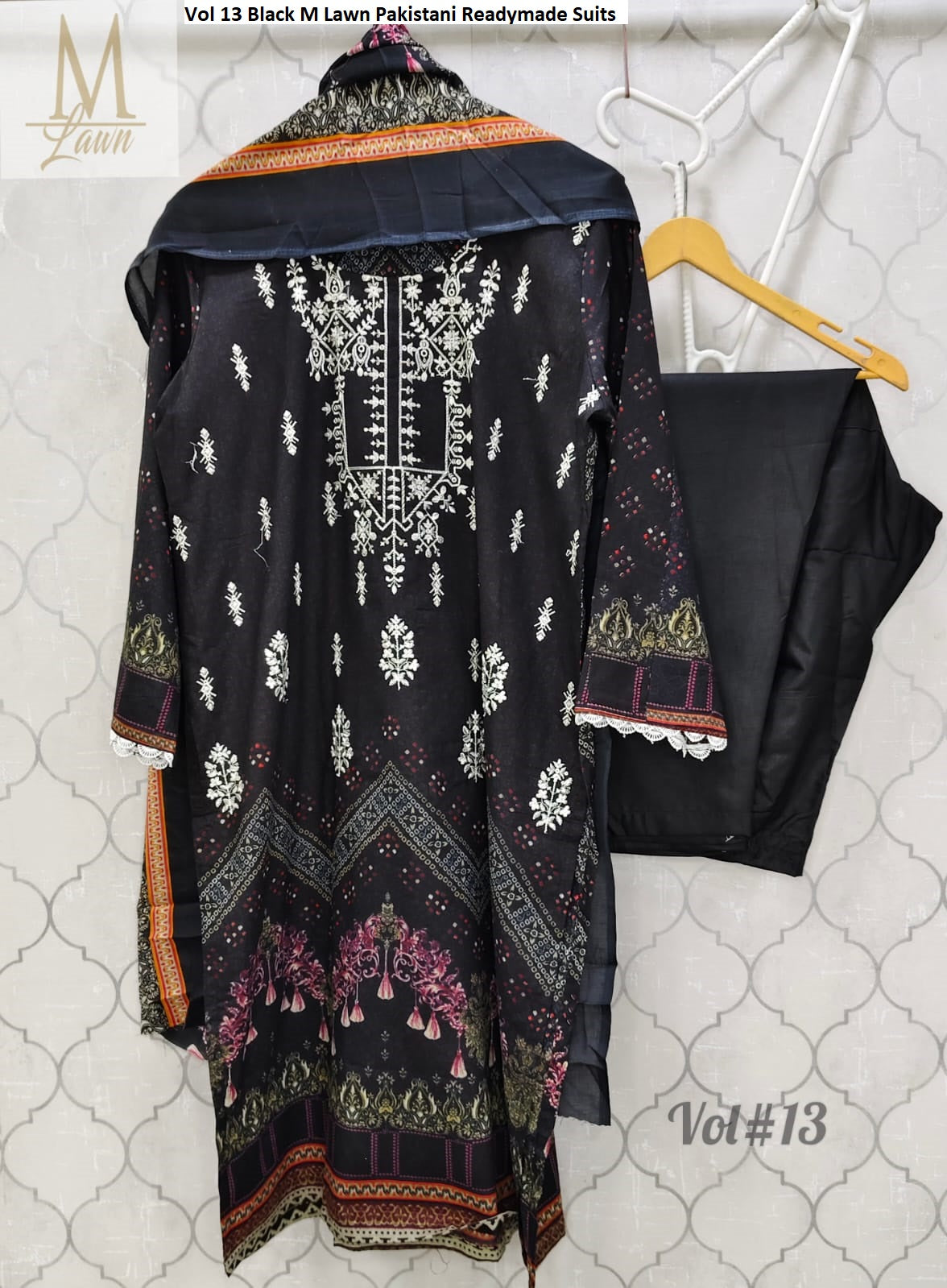 Vol 13 Black M Lawn Pakistani Readymade Suits