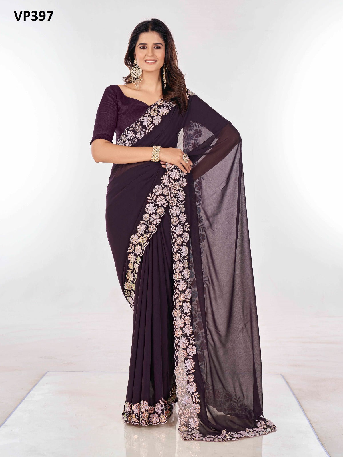 Vp397 Jigli Fashion Berry Sarees