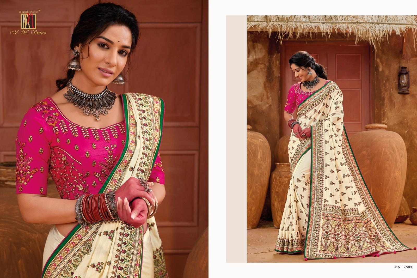 6909 Kacchi Work Vol 4 Mn Sarees