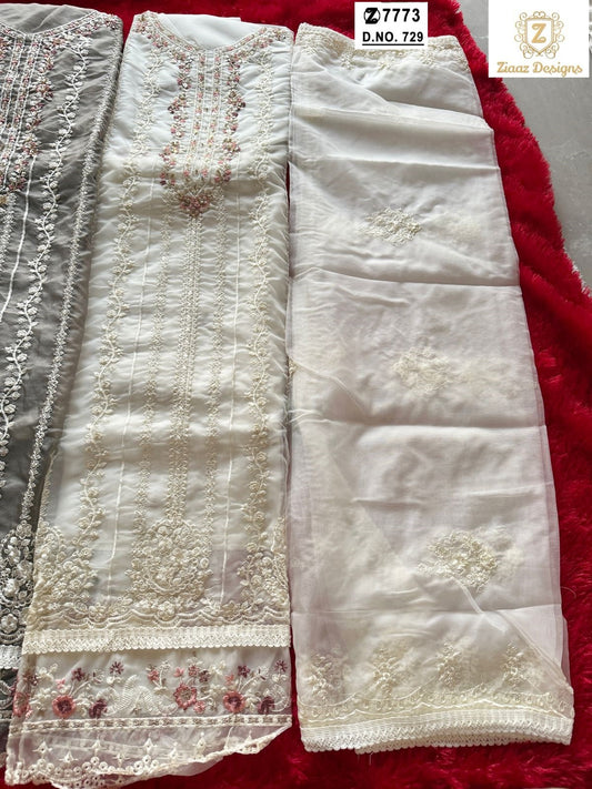 729 Ziaaz Designs Organza Pakistani Salwar Suits
