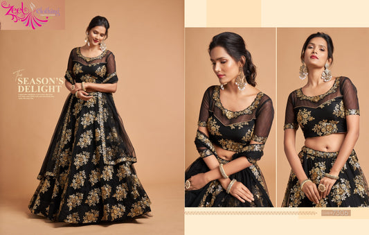 7306 Black Neo Romantic Vol-2 Zeel Soft Net Lehenga Choli