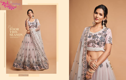 7307 Grey Neo Romantic Vol-2 Zeel Soft Net Lehenga Choli