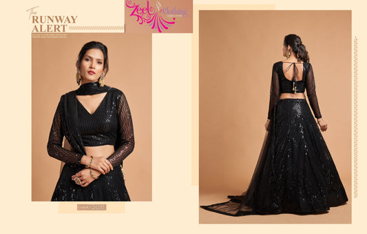 7308 Black Neo Romantic Vol-2 Zeel Soft Net Lehenga Choli
