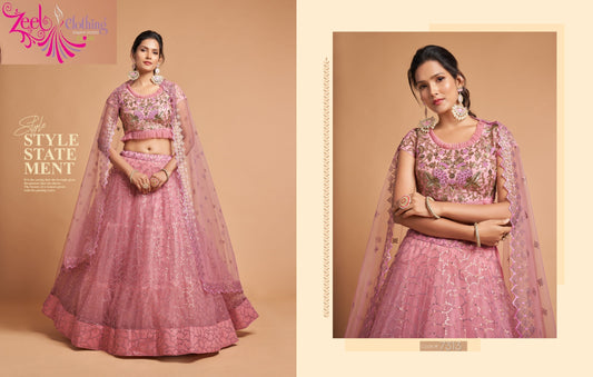 7313 Blush Pink Neo Romantic Vol-2 Zeel Soft Net Lehenga Choli