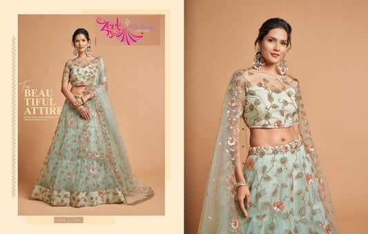 7314 Sky Blue Neo Romantic Vol-2 Zeel Soft Net Lehenga Choli