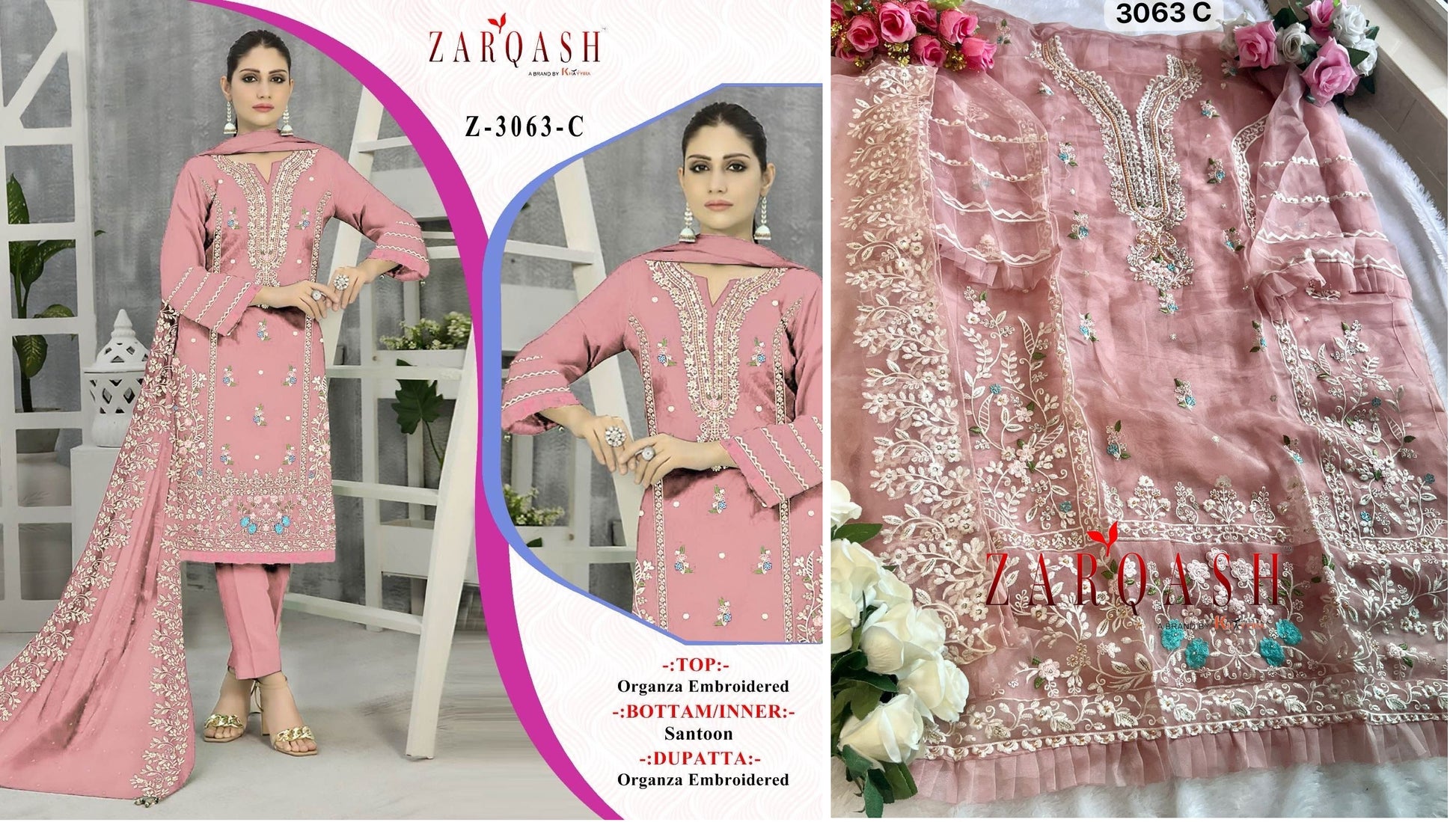 Z-3063C Zarqash Pakistani Salwar Suits