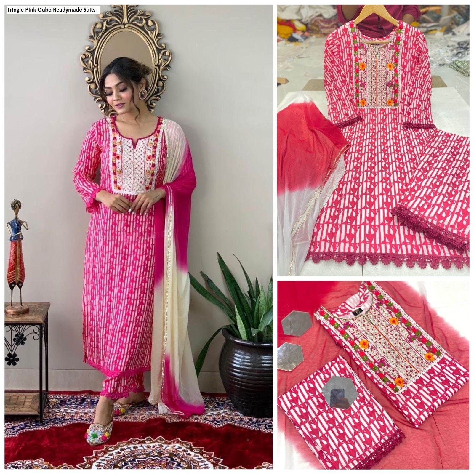 Tringle Pink Qubo Readymade Suits