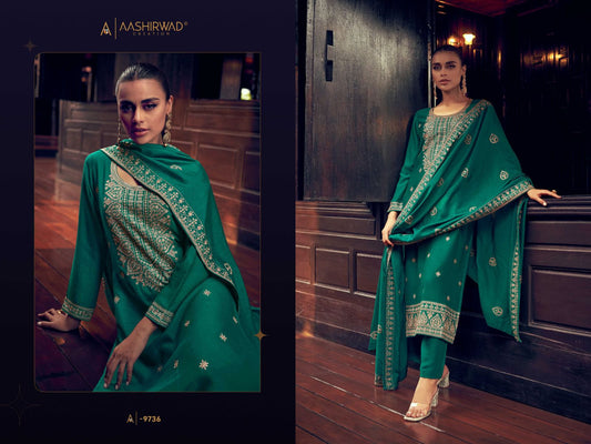 9736 Tulip Aashirwad Creation Unstitched Suits