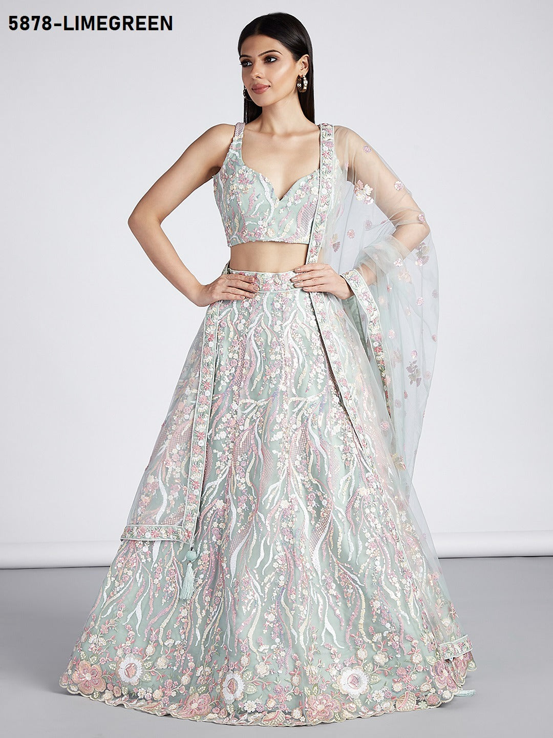 5878 Limegreen Pf Lehenga Choli