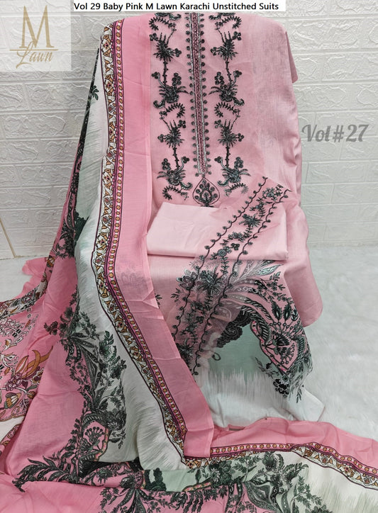 Vol 29 Baby Pink M Lawn Karachi Unstitched Suits