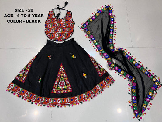 Kids1007 Black Navratri Garba Girls Chaniya Choli