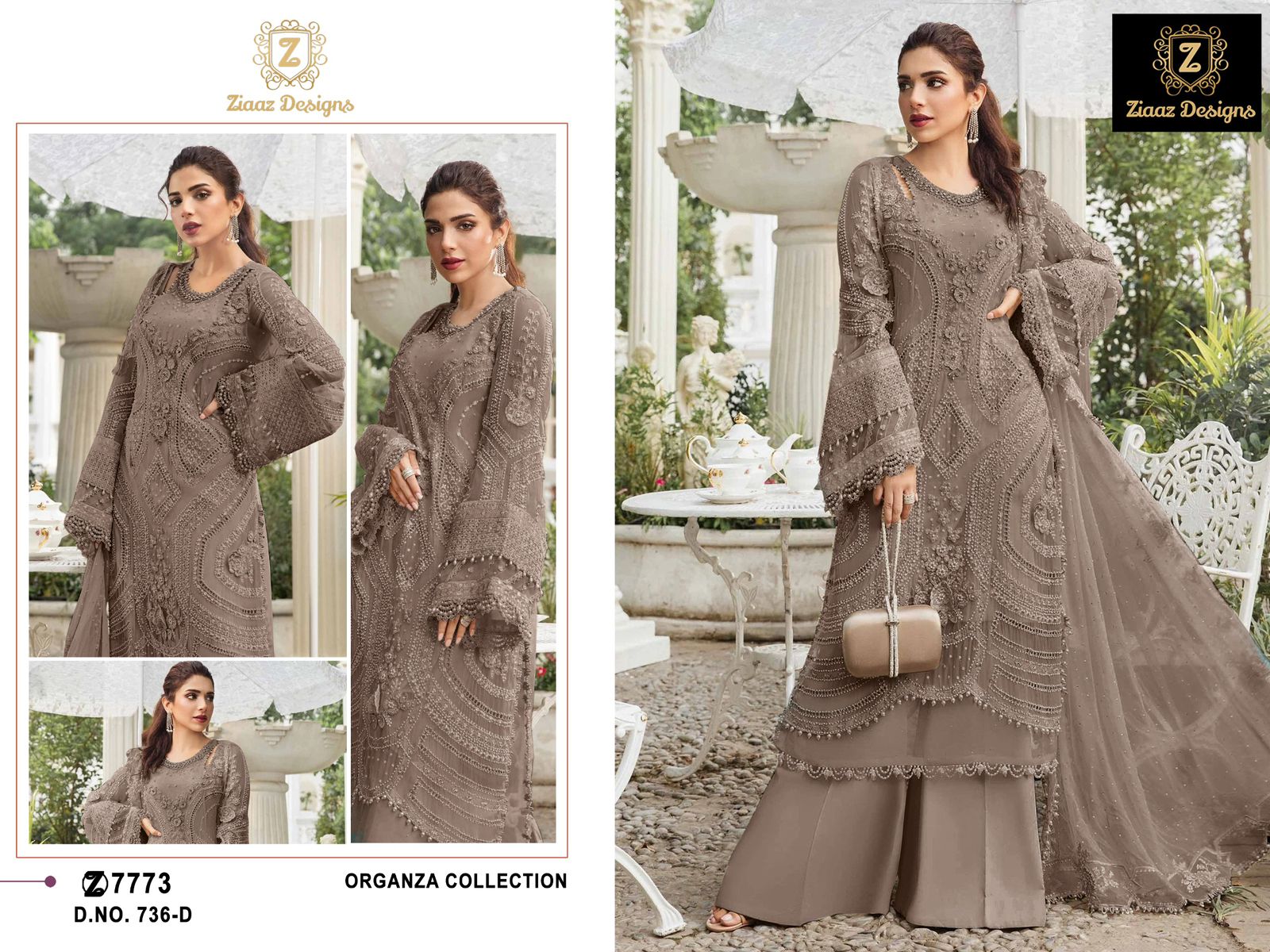 736D Ziaaz Designs Moti Lace Pakistani Salwar Suits