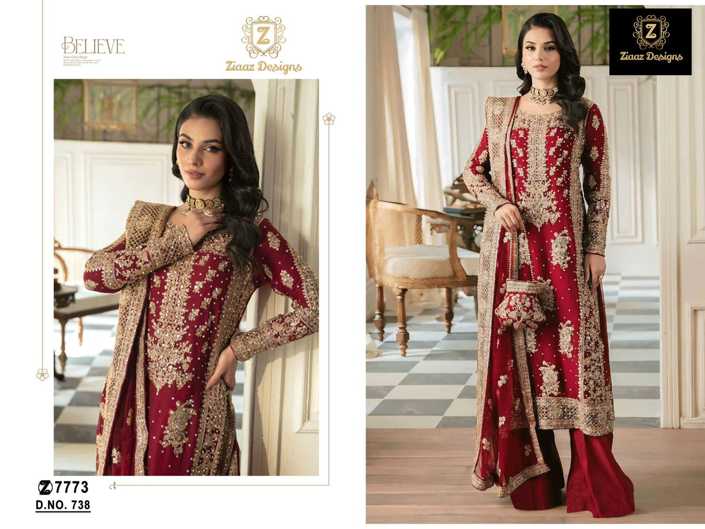738 Ziaaz Designs Handwork Pakistani Salwar Suits
