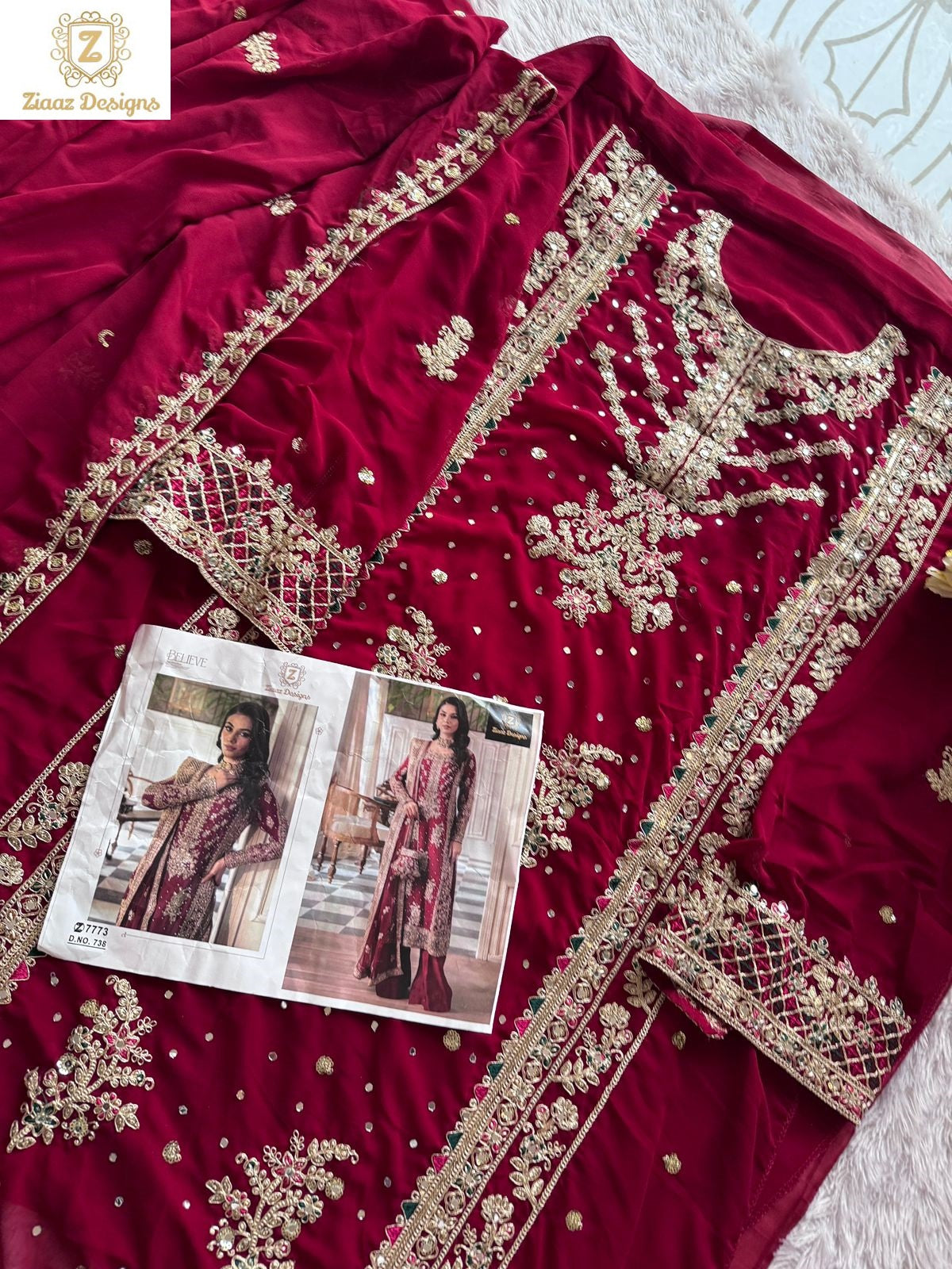 738 Ziaaz Designs Handwork Pakistani Salwar Suits