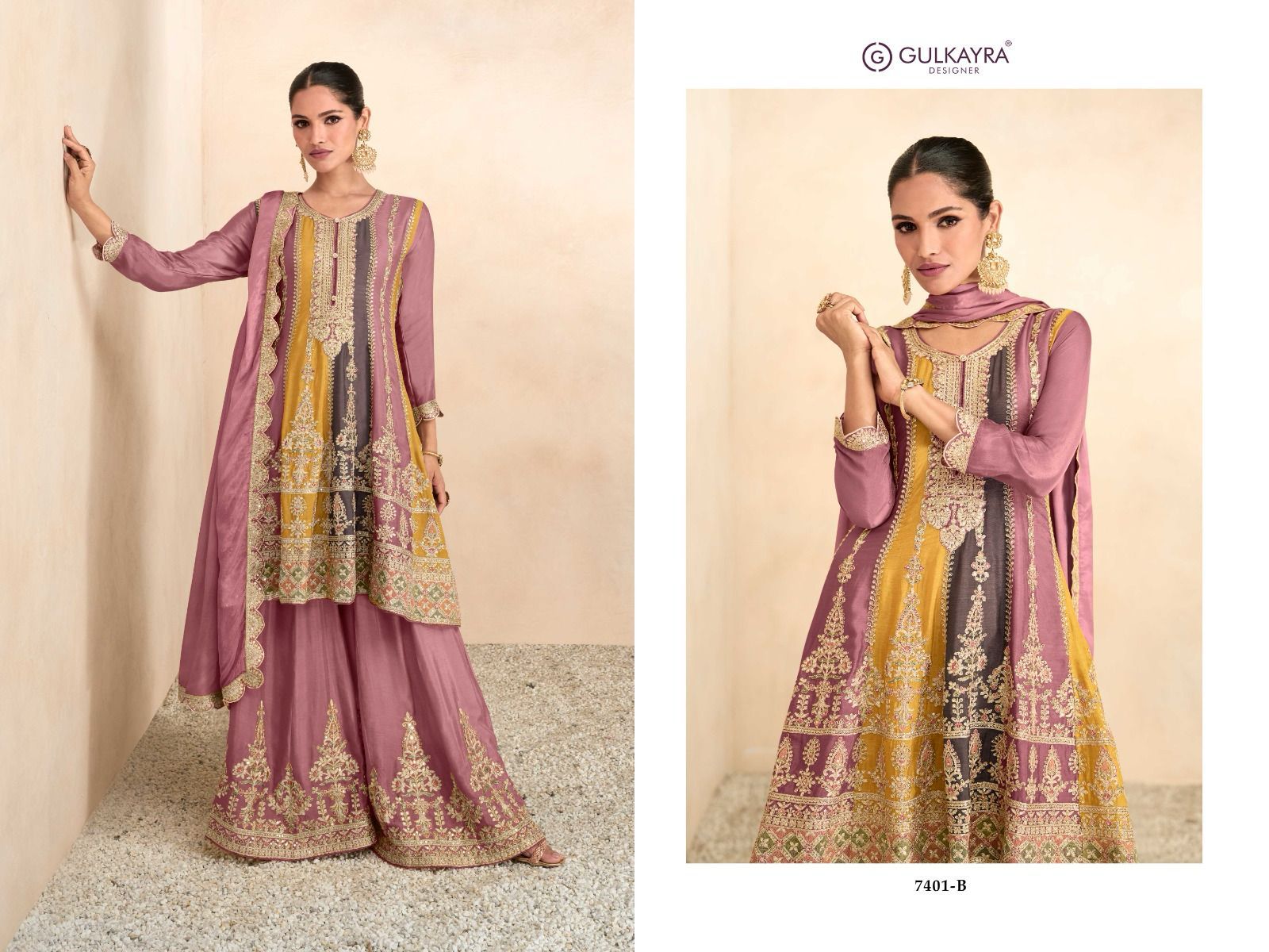 7401B Preet Gulkayra Designer Real Chinnon Readymade Suits