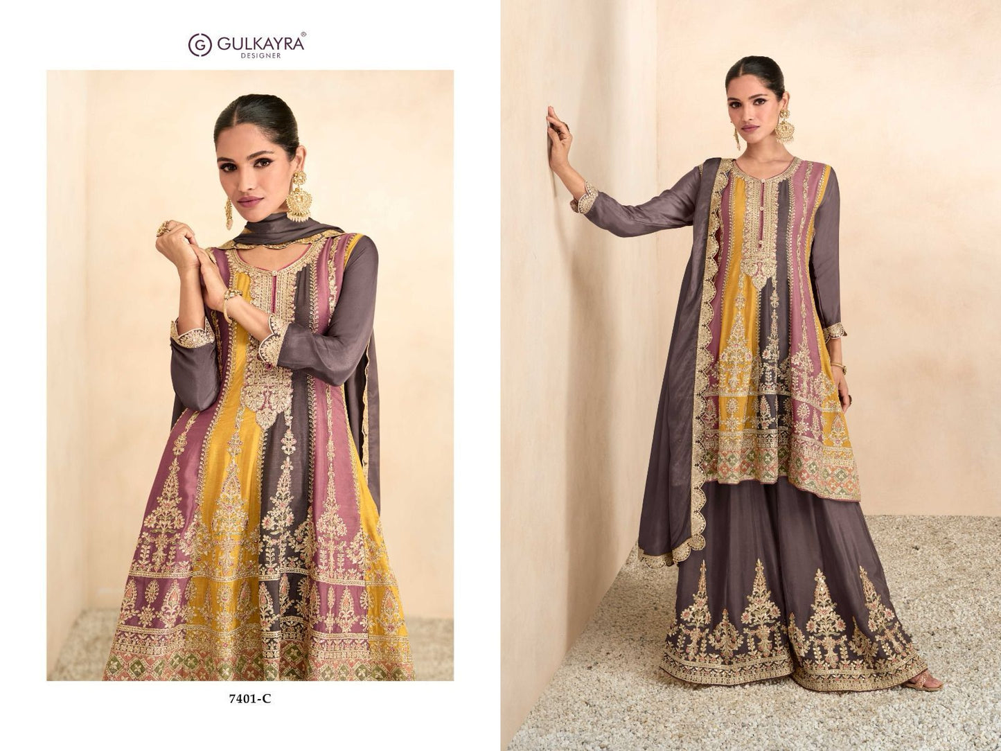 7401C Preet Gulkayra Designer Real Chinnon Readymade Suits