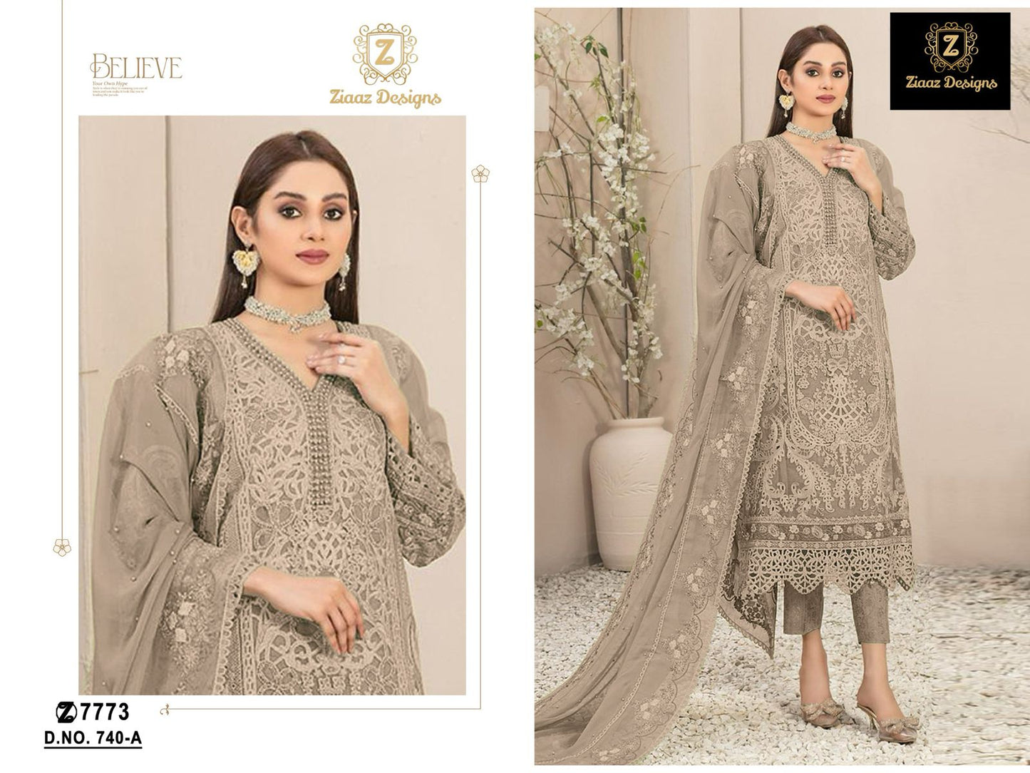 740A Ziaaz Designs Moti Work Pakistani Salwar Suits
