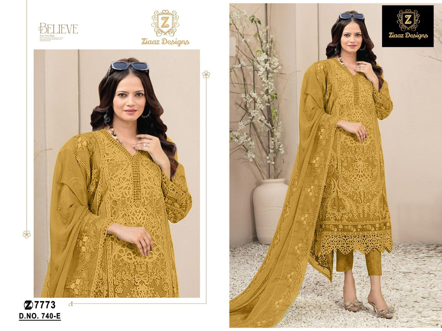 740E Ziaaz Designs Moti Work Pakistani Salwar Suits