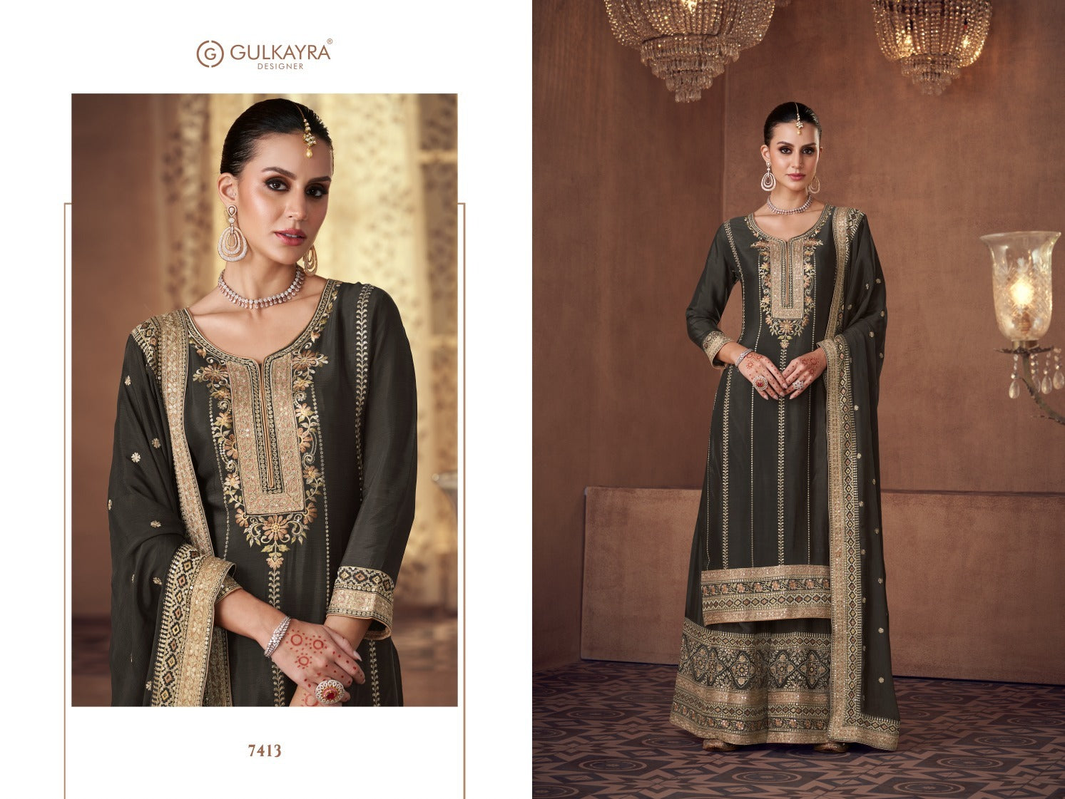 7413 Veeda Gulkayra Designer Real Chinnon Readymade Suits