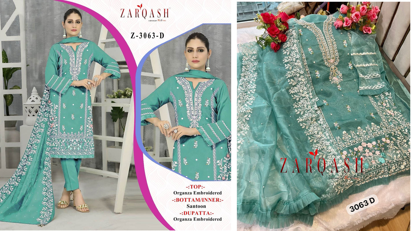 Z-3063D Zarqash Pakistani Salwar Suits