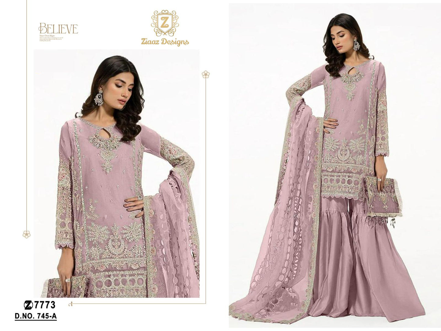 745A Ziaaz Designs Handwork Pakistani Salwar Suits