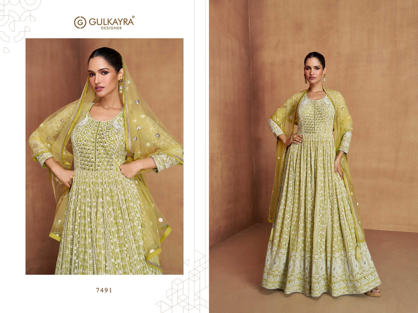 7491 Royal Gulkayra Designer Real Georgette Gown Dupatta Set