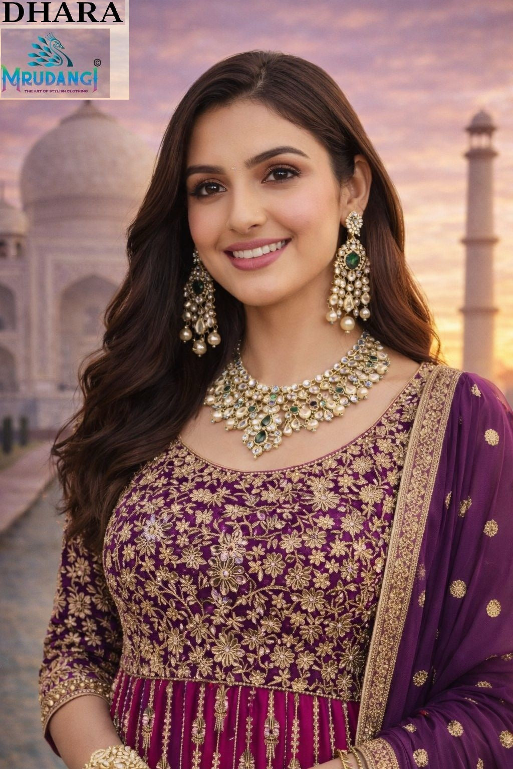 749 Dhara Mrudangi Premium Georgette Gown Dupatta Set