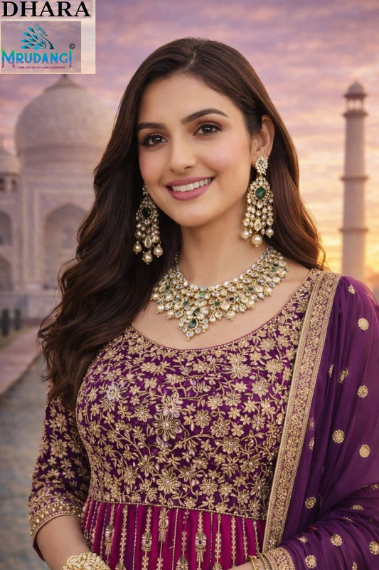 749 Dhara Mrudangi Premium Georgette Gown Dupatta Set