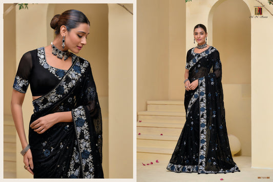 7505 Mn Mirror Work Sarees