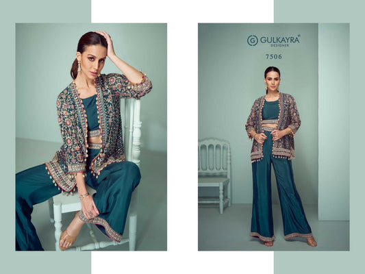7506 Mariyam Gulkayra Designer Real Chinon Indowestern Co Ord Set