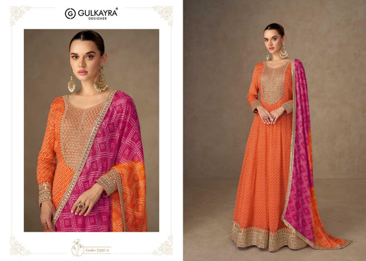 7507-A Saiyaara Gulkayra Designer Chinon Gown Dupatta Set