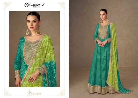 7507-B Saiyaara Gulkayra Designer Chinon Gown Dupatta Set