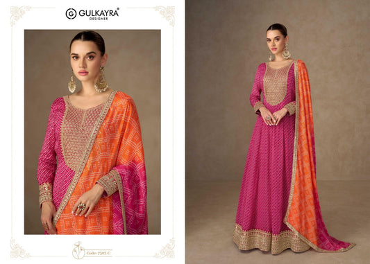 7507-C Saiyaara Gulkayra Designer Chinon Gown Dupatta Set