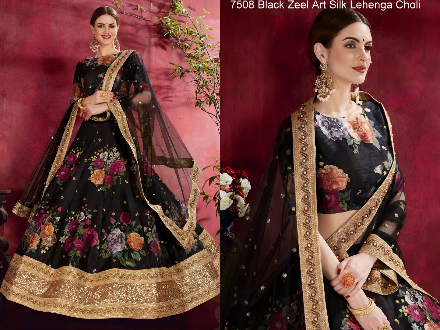 7508 Black Zeel Art Silk Lehenga Choli