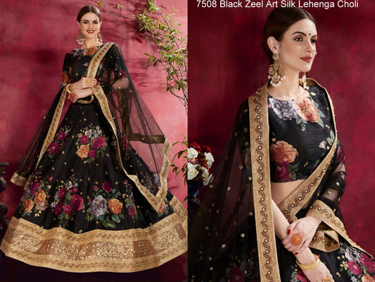 7508 Black Zeel Art Silk Lehenga Choli