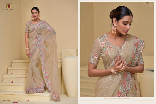 7510 Mn Mirror Work Sarees