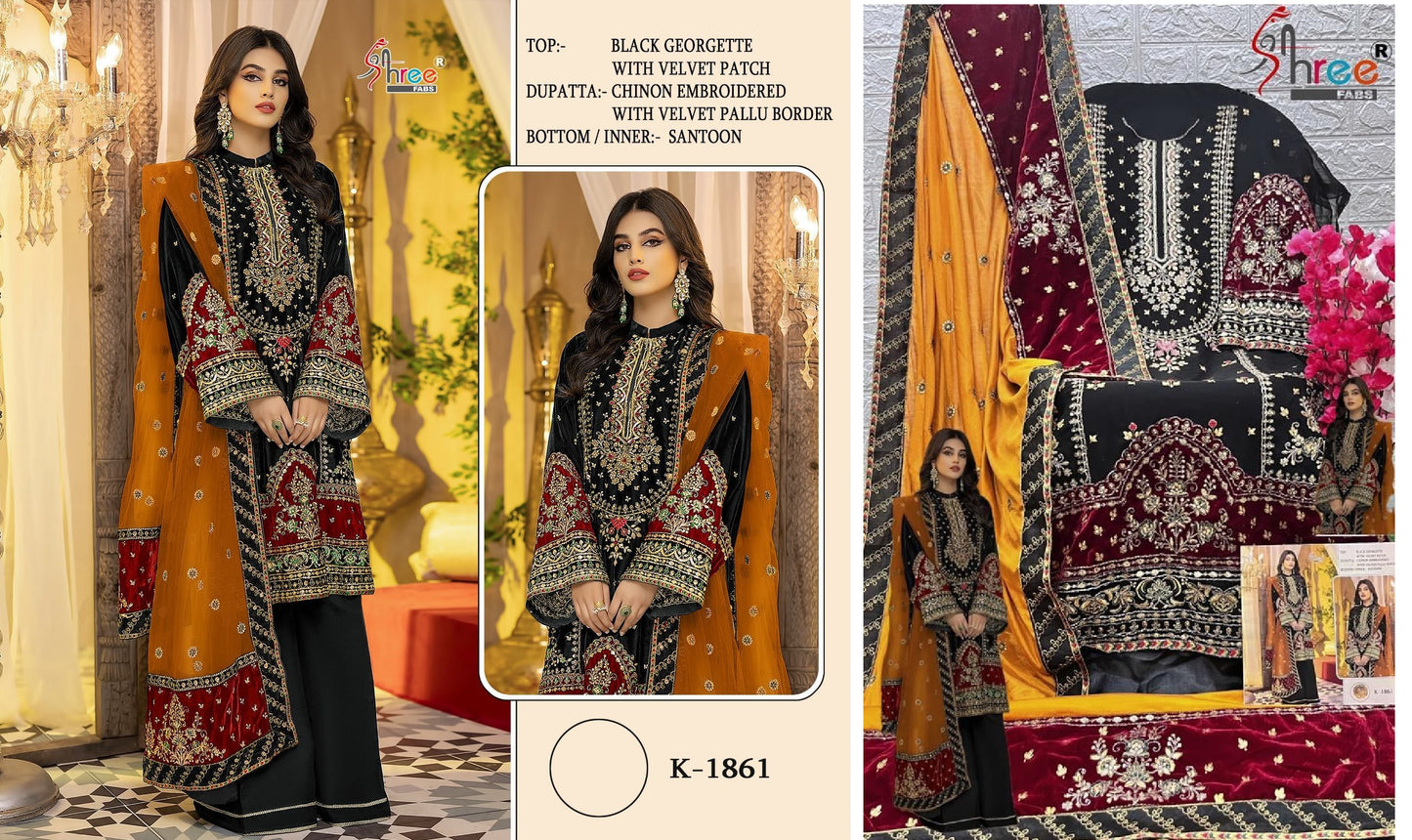S 1861 Shree Fabs Pakistani Salwar Suits