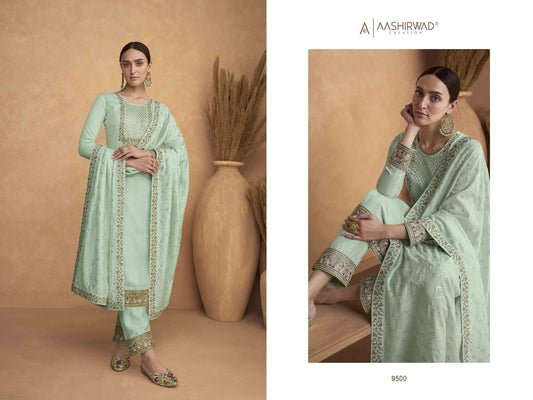 9500 Resham Aashirwad Creation Unstitched Suits