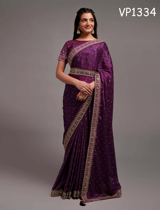 1334 Fashion Berry Sarees