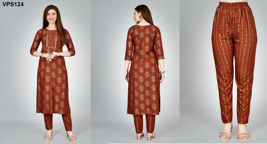 124 Aaradhya Vol 8 Fashion Berry Kurti Pant Set