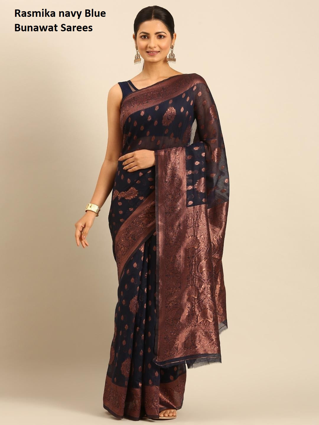 Rasmika Navy Blue Bunawat Sarees