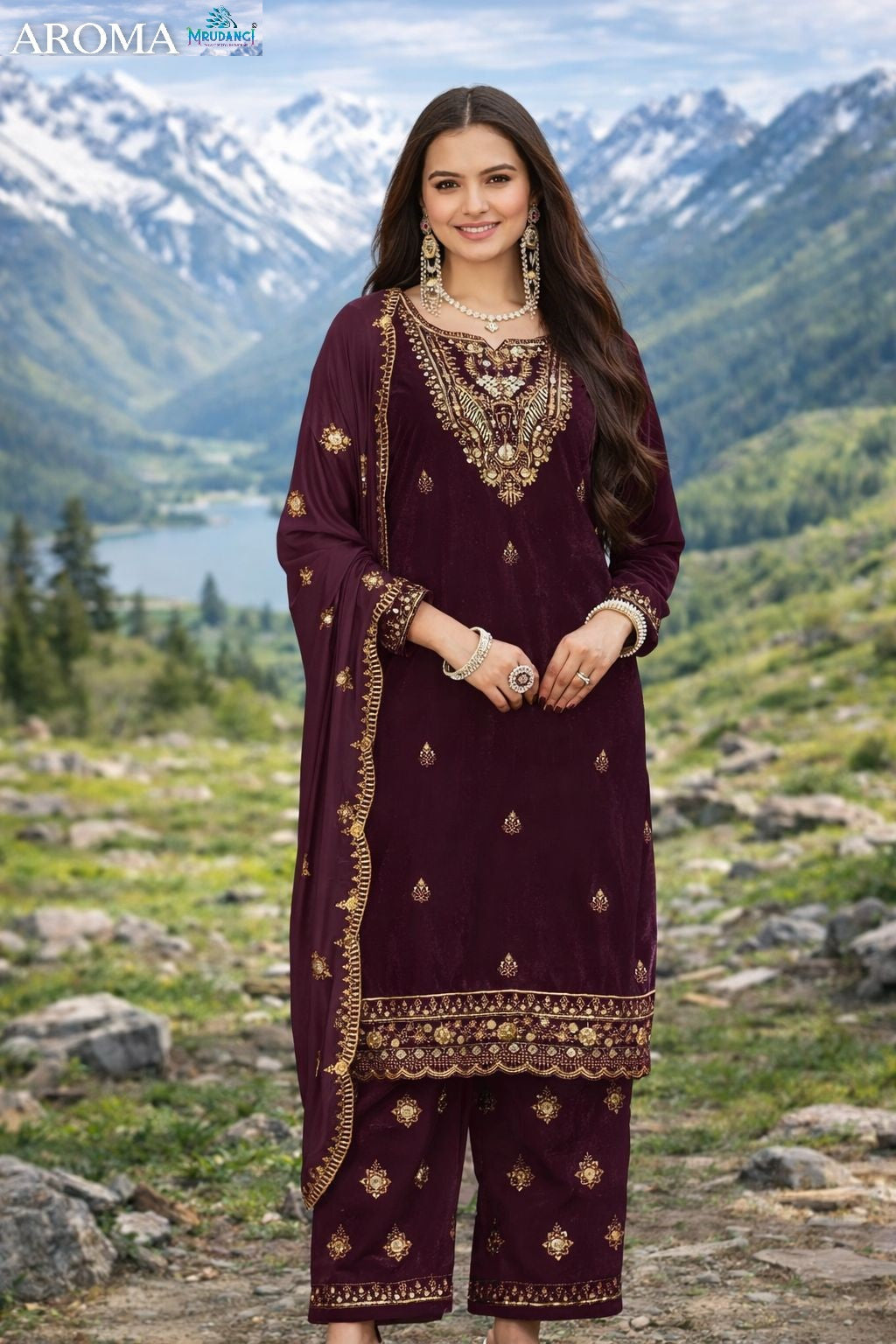 759 Aroma Mrudangi Pure Velvet Readymade Suits