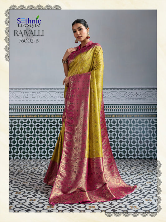 76002B Rajvalli Platinum Sethnic Soft Silk Sarees