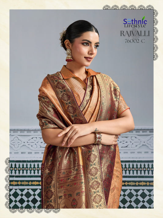 76002C Rajvalli Platinum Sethnic Soft Silk Sarees