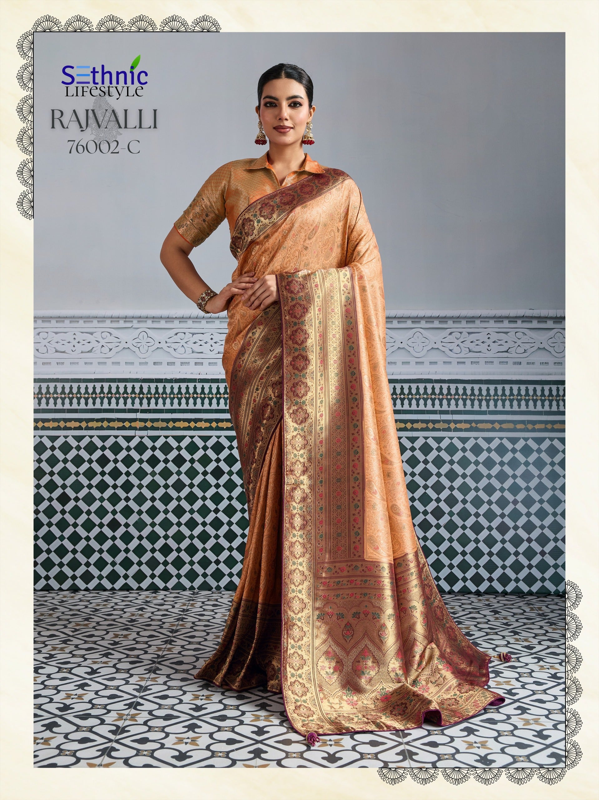 76002C Rajvalli Platinum Sethnic Soft Silk Sarees