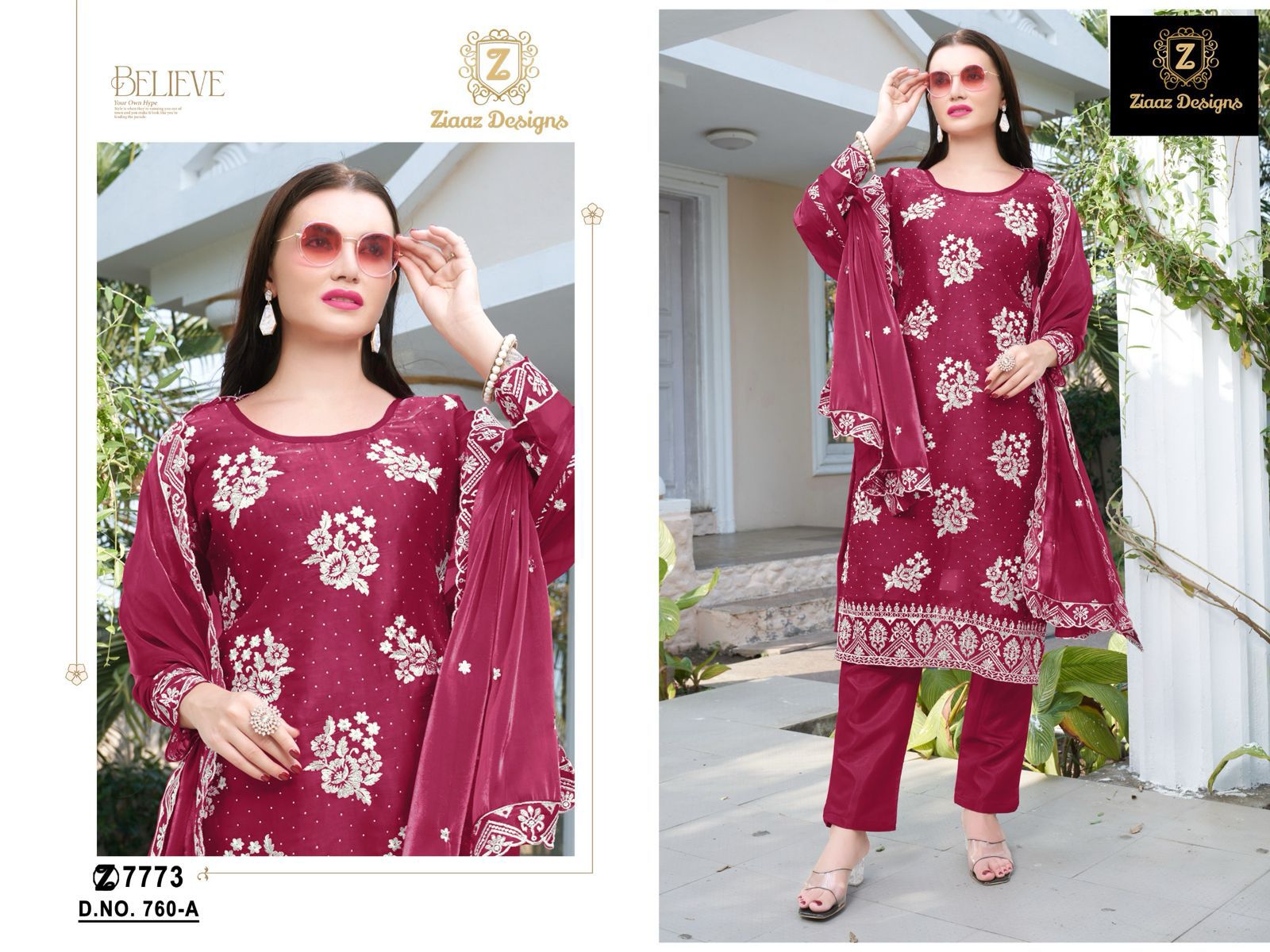 760A Ziaaz Designs Diamond Work Pakistani Salwar Suits