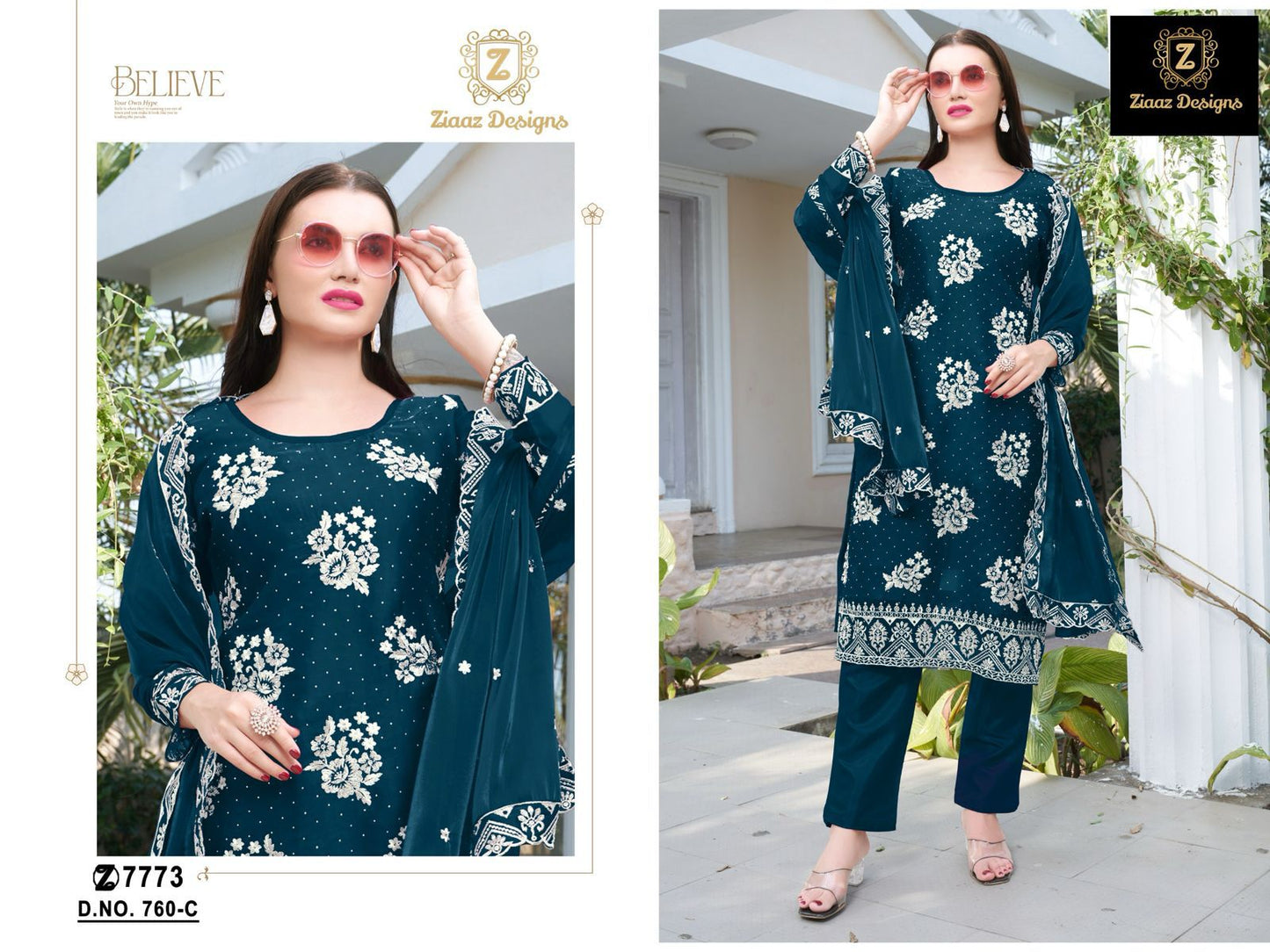 760C Ziaaz Designs Diamond Work Pakistani Salwar Suits