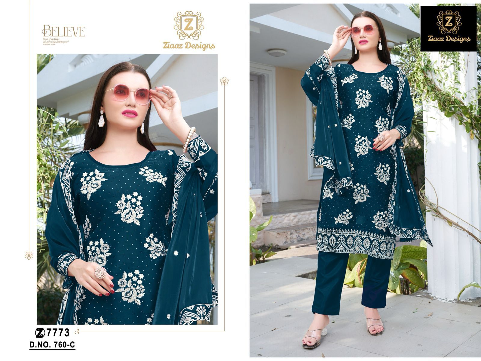 760C Ziaaz Designs Diamond Work Pakistani Salwar Suits