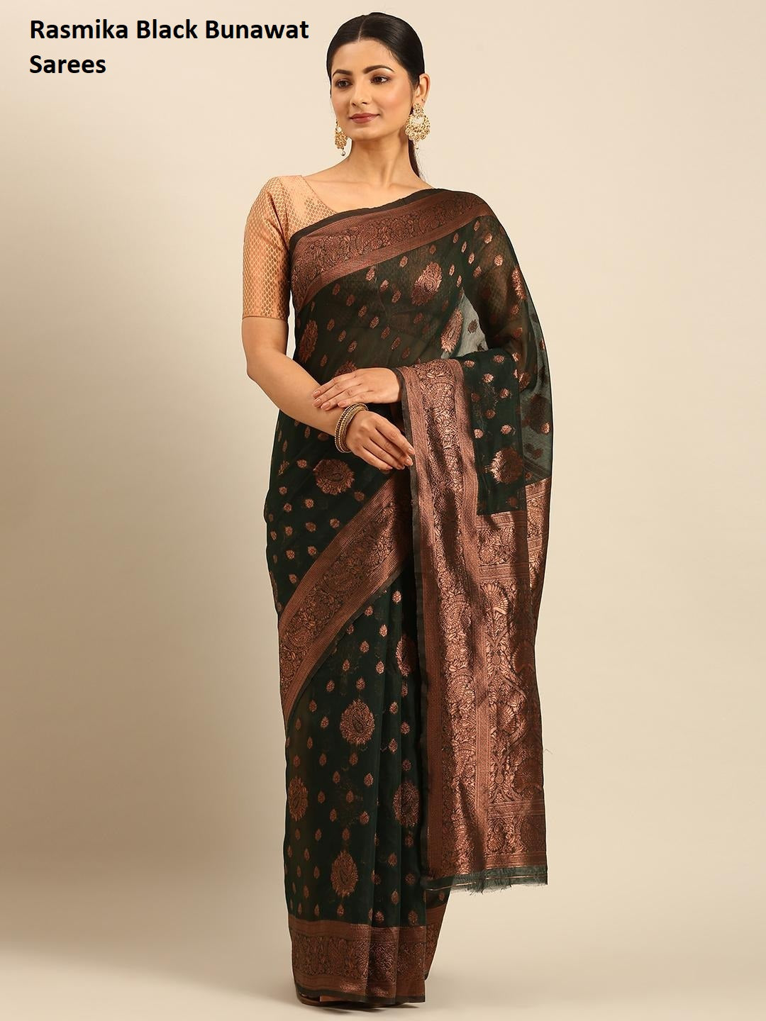 Rasmika Black Bunawat Sarees