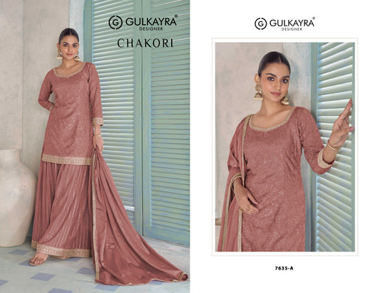 7635-A Chakori Gulkayra Designer Real Chinon Readymade Suits